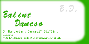 balint dancso business card